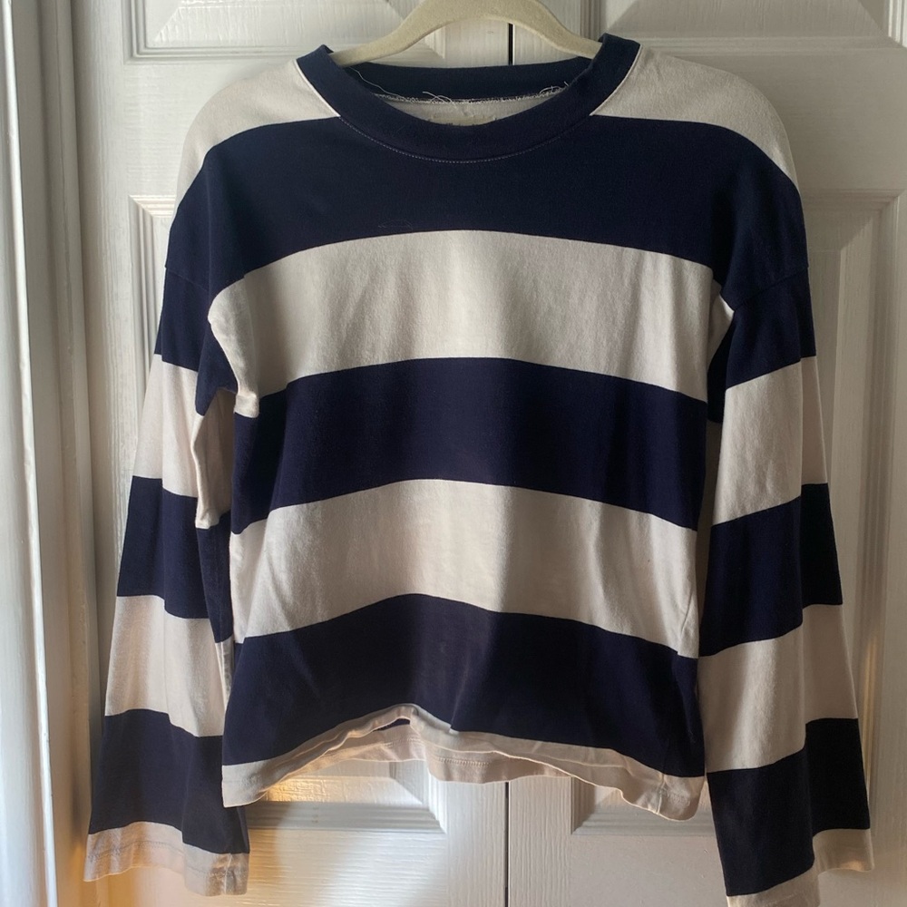 Madewell striped oversized cropped long sleeve tee